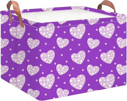 NTAOHAMPER Rectangular Storage Basket Empty,Storage Bin with Handles,Room Decor,Gift Basket,Book Box(Purple Love)