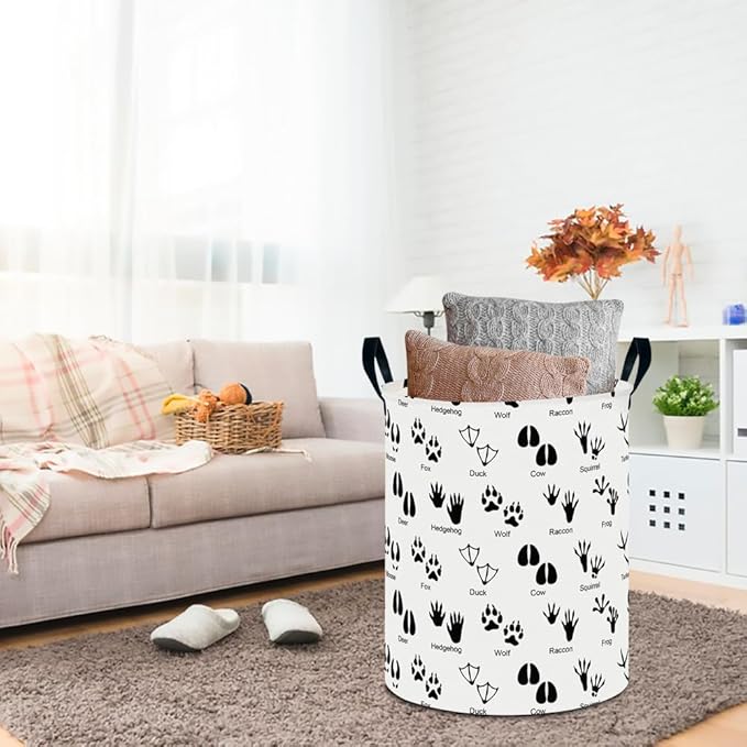 CLOCOR Large Laundry Basket,Waterproof Nursery Hamper,Collapsible Fabric Storage Container,Room Decor,Gift Basket（Animal Paw