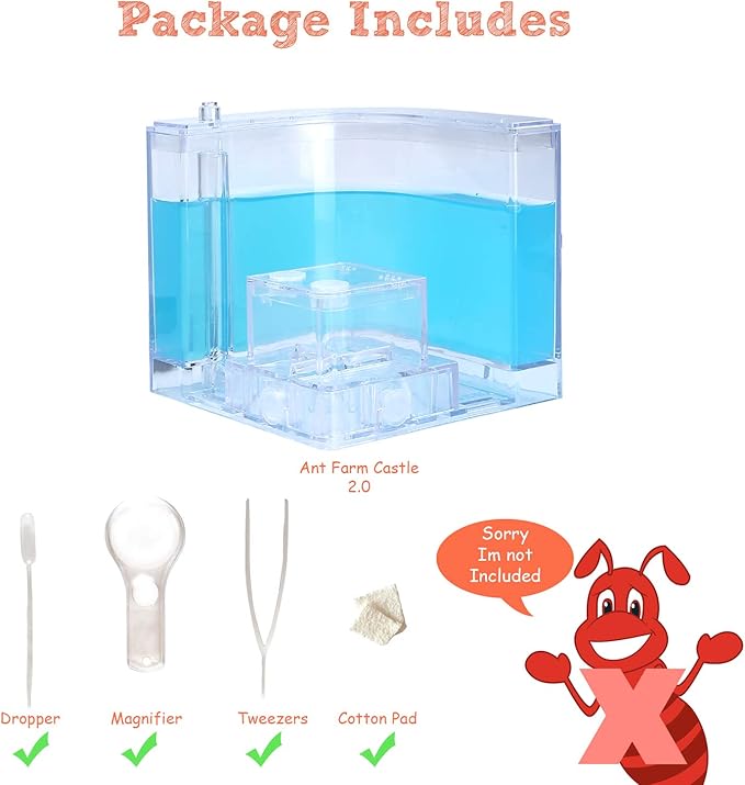 NAVADEAL Ant Farm Castle Experiment and Toy Allows Study of Social Structure, Architecture, Ecosystem, and The Behavior of Ants Within The 3D Maze of Translucent Gel