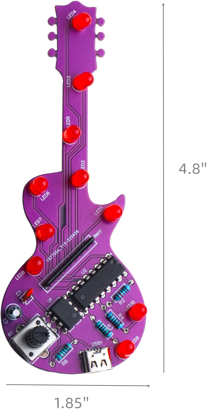 Beginner Learn to Solder Fun Kit :Guitar Shaped LED flashing adjustable speed Soldering Kits DIY Electronics Projects