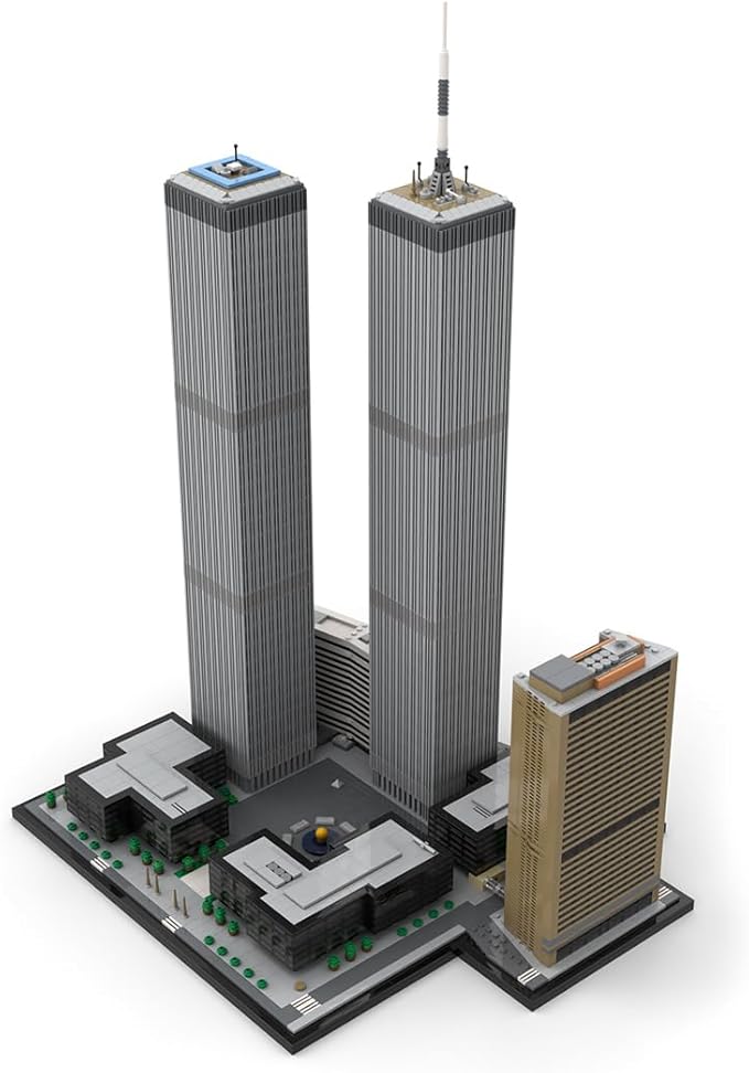 MOC-177998 World Trade Center Building Blocks Set, 1/800 World Famous Architecture Landmark NY City Skyline Construction Toy for Adults, Designed by bru_bri_mocs, 7121PCS
