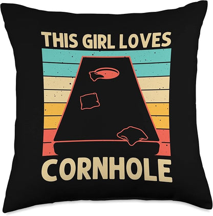 Cool Cornhole Gifts Cornhole Accessories & Stuff Funny Cornhole for Girls Kids Sack Toss Game Bean Bag Player Throw Pillow, 18x18, Multicolor