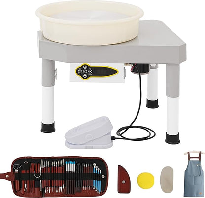 14" 450W Electric Pottery Wheel with LCD Panel Adjustable Speed Foot Pedal,Detachable Basin,Heighten Desk Legs,Clay Toolfor Kids, Adults, Beginners, Home DIY & Professional Pottery Making