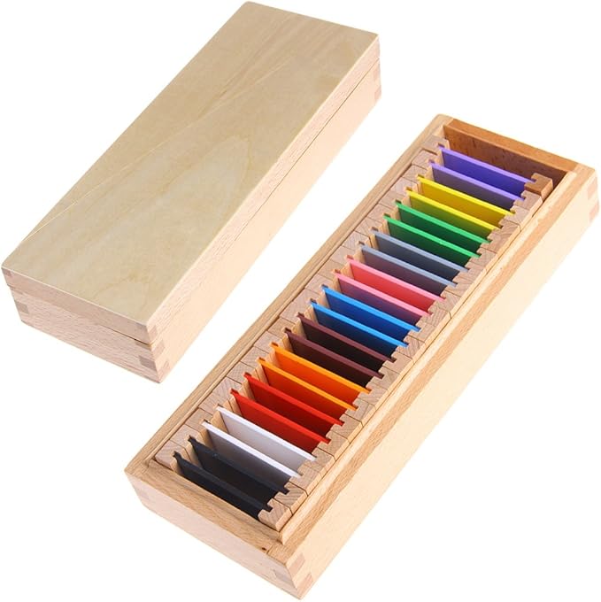 Montessori Sensorial Material Learning Color Tablet Box Wood Preschool Toy