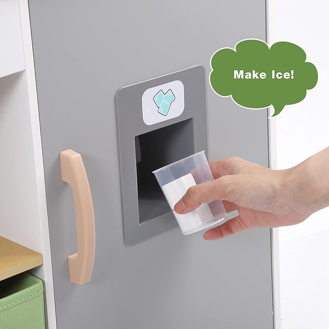 Play Kitchen for Kids, Wooden Play Kitchen with Toy Storage System, Kids Play Kitchen with Cookware Accessories, Kids Play Kitchen Designed, Gift for Ages 3+