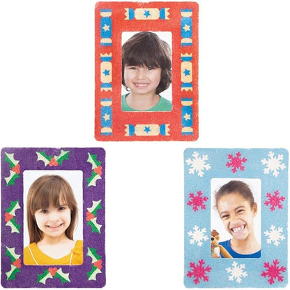 Baker Ross-AT326 Ltd Christmas Sand Art Picture Frames, Festive Arts and Craft (Pack of 8)