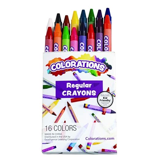 Colorations Regular Crayons , 16 Colors Per Set, 24 Sets, Each Set is Individually Packaged, Personalize & Decorate for Gifts, Arts & Craft Craft for Children, Kids Crafts for Home or the Classroom