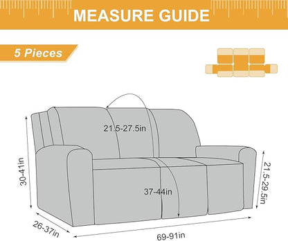 Genina Recliner Cover Stretch Couch Covers, Sofa slipcover for Reclining Couch Thick Jacquard Furniture Protector Washable (Chocolate, 3 Seat)