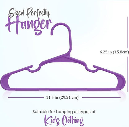 Utopia Home 60 Pack Kids Hangers - 11.5 Inch Plastic Baby Hangers for Closet - Childrens Hanger for Clothes & Infant Hanger for Closet - Ideal for Everyday Standard Use (Purple)