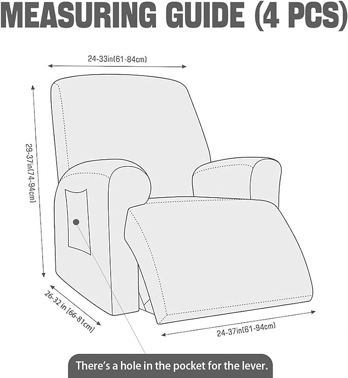 NORTHERN BROTHERS Recliner Chair Covers - Lazy Boy Recliner Covers That Stay in Place, 4 Pieces Reclining Chair Cover Recliner Slipcovers 1 Seater, Wine Red