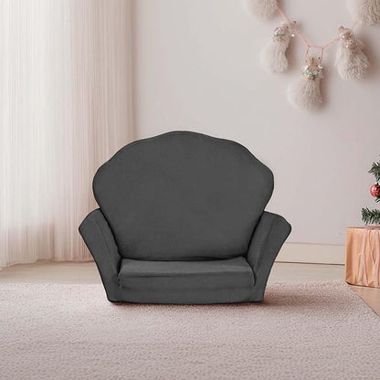 COSYLAND Kids Sofa for Toddler, 2-in-1 Folding and Expandable Soft Chair Bed Toddlers,Convertible Sofa to Lounger Sleeper Chair Bed for Girls and Boys,Dark Gray