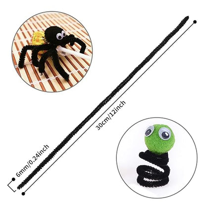 Cuttte Pipe Cleaners Craft Supplies - 100pcs Black Pipe Cleaners Craft Kids DIY Art Supplies (6 mm x 12 inch)
