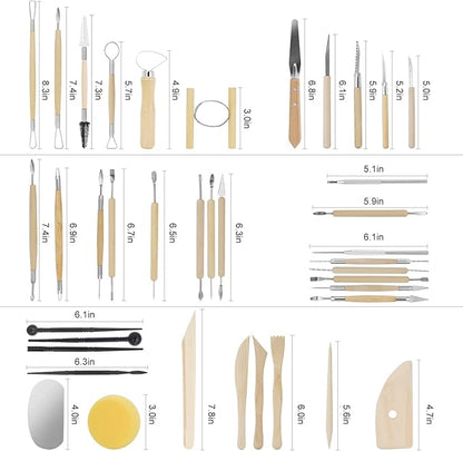 Pottery Supplies Clay Tools for Sculpting, Yagugu 39Pcs Basic Wood Ceramics Carving Polymer Clay Tool Supplies kit Supplies for Kids Adults and Artists Modeling Shaping Building for Art&Craft Gifts