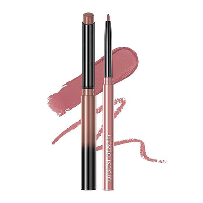 QiBest Nude Rose Pink Matte Lipstick with Lip Liner Makeup Set for Women, Cream Lip Stick and LipLiner Pencil 24 Hours Original Waterproof Labials, Velvety & Non-Drying Formula