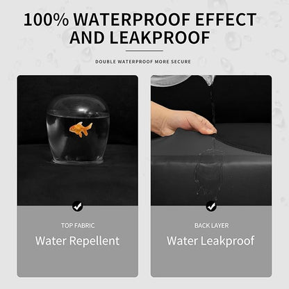 Easy-Going 100% Dual Waterproof Loveseat Cover Stretch Soft Couch Cover for Dogs, Sofa Slipcover for 2 Separate Cushion Couch Leakproof Furniture Protector for Kids, Pets Black