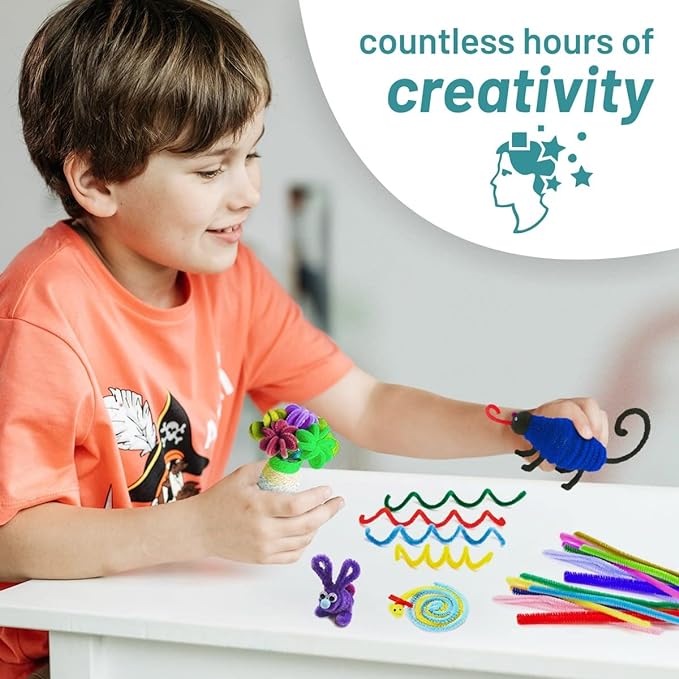 Pipe Cleaners Craft - 1000 Pcs Multi-Colored Chenille Stems, 6mm x 12 Inch Fuzzy Sticks, 10 Assorted Colors for DIY Arts and Craft Projects and Decorations