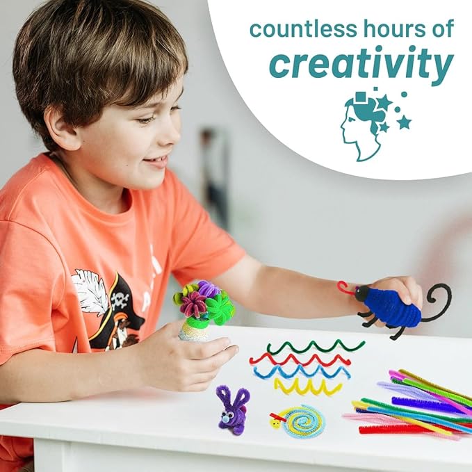 Pipe Cleaners Craft - 100 Pcs Orange Chenille Stems, 6mm x 12 Inch Fuzzy Sticks, Great for DIY Arts and Craft Projects and Decorations