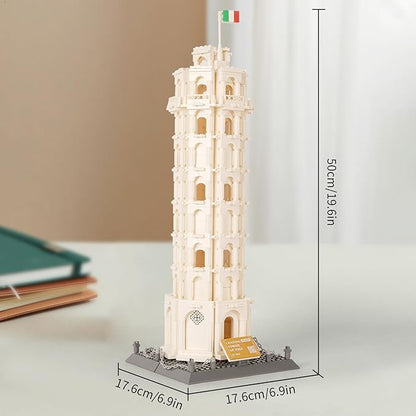 Oichy Leaning Tower of Pisa Building Blocks Set, 1334 PCS Famous Architecture Model Building Kits, Collection Leaning Tower of Pisa Model Building Blocks for Adults and Kids