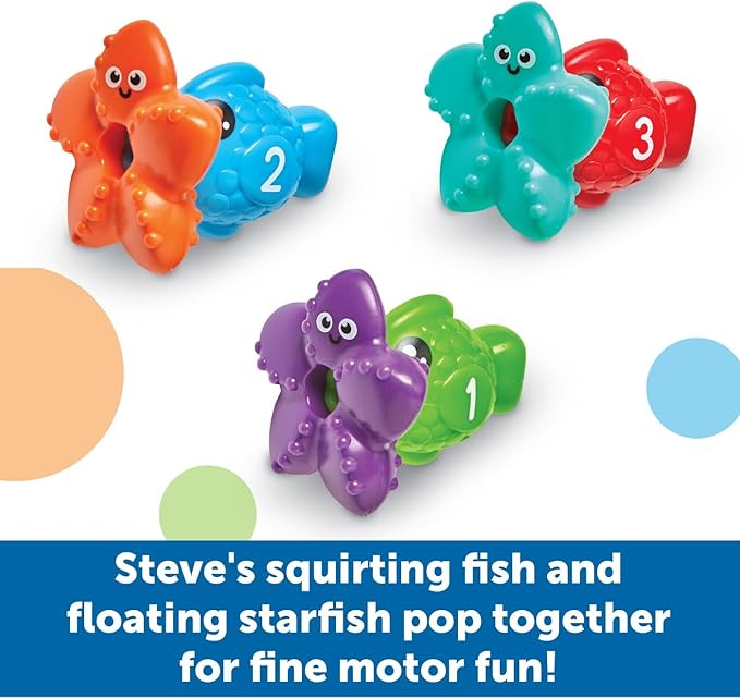 Learning Resources Steve The Scoop & Splash Shark, 7 Pieces, Ages 18 Months+, Toddler Learning Toys, Baby Toys ,Toddler Bathtub,Pool Toys, Water Toys
