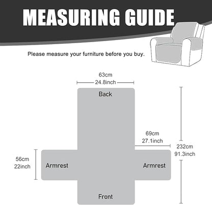 Waterproof Recliner Chair Couch Cover, Anti Slip Recliner Chair Sofa Covers with Elastic Bands,Furniture Protector for Kids, Pets, Dog and Cat (1 Cushion Loveseat, Dark Gray)