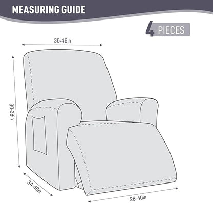 KinCam Recliner Covers, Stretch Reclining Chair Covers, Recliner Sofa Slipcovers Stripe Jacquard Recliner Couch Covers Furniture Protector Covers for Pet Kid (1 XL Seater, Light Gray)