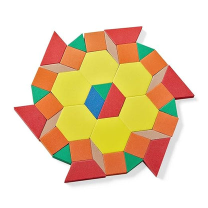 hand2mind Foam Pattern Blocks, Geometric Shapes for Kids, Pattern Play, Toddler Pattern Blocks, Learning Shapes for Kindergarten, 3D Shapes Manipulatives, Sorting Math Blocks (Set of 1,250)
