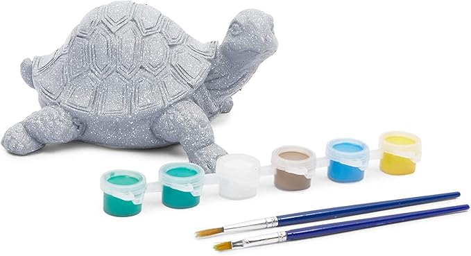 Bright Creations Turtle Rock Painting Kit with 12 Paint Pods, 2 Paint Brushes, and 2 Turtles (2 Sets, 16 Pieces)