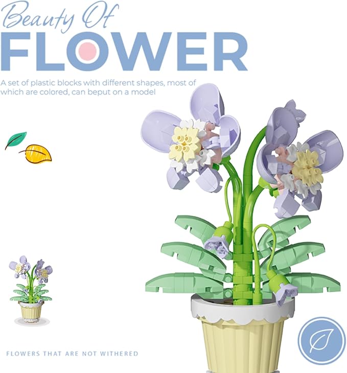 Orchid Mini Flower Potted Bonsai Building Toy Blocks Particle Flower Botanical