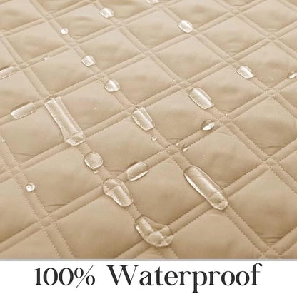 TOMORO Non-Slip Oversized Recliner Sofa Cover - 100% Waterproof Recliner Chair Slipcover Furniture Protector, Washable Couch Cover with Elastic Straps for Dog and Kids, Beige, 30 Inch Middle