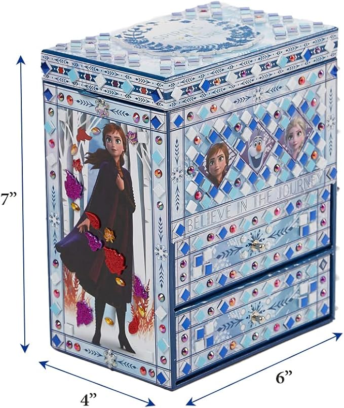 Disney Frozen 2 Elsa Jewelry Box Craft Kit DIY Mosaic Box for Girls, Frozen 2 Toy for Kids
