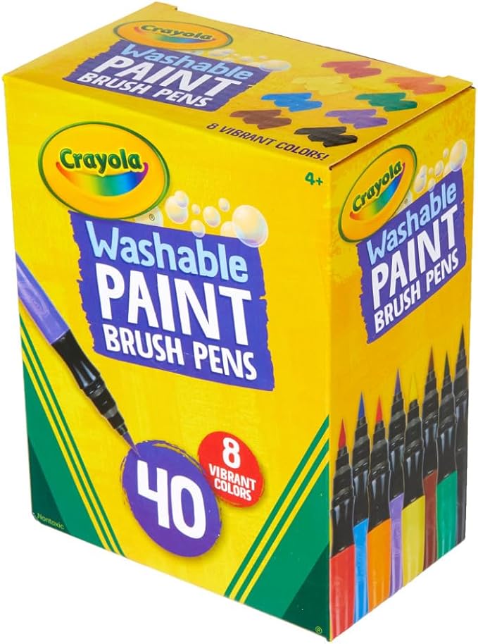 Crayola No-Drip Paint Brush Pens, Assorted Colors Set, 40 Count, Creative Gift for Kids and Teens