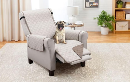 XL Recliner/Chair Cover - Shield & Protects from Pets, Kids, Stains - Reversible, Easy Wash & Dry - Taupe & Beige - 70”W x 80”L