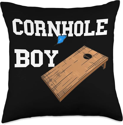 Boy Toss Game Lover Cornhole Board Throw Pillow, 18x18, Multicolor