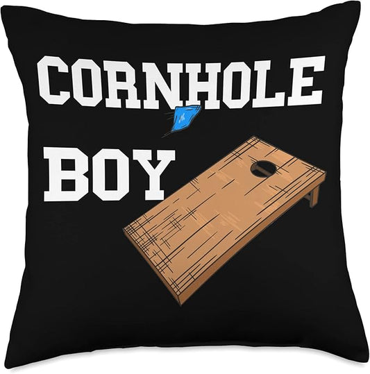 Boy Toss Game Lover Cornhole Board Throw Pillow, 18x18, Multicolor