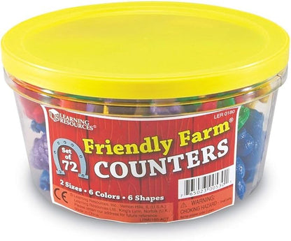 Learning Resources Friendly Farm Animal Counters - 72 Pieces, Ages 3+ Toddler Learning Toys, Preschool Learning Supplies, Classroom Desk Pets, Educational Counting and Sorting Toy