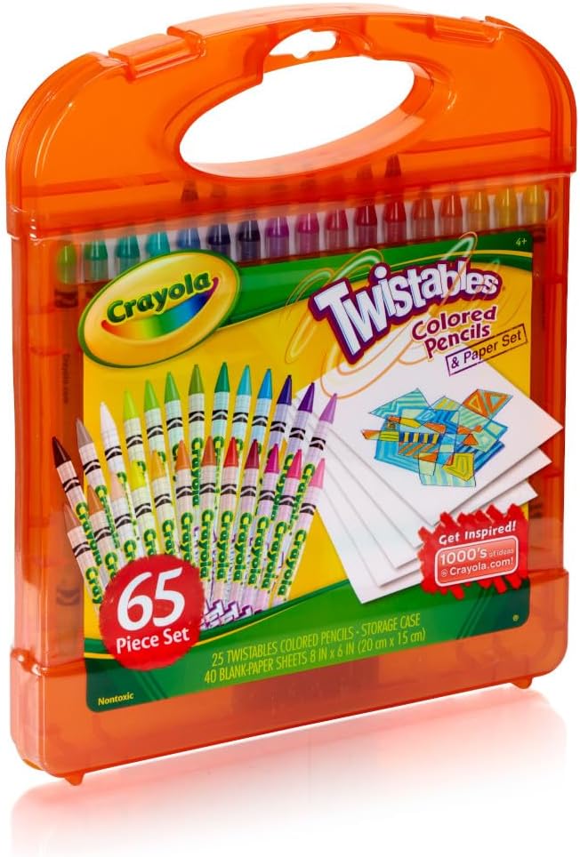 Crayola Twistables Colored Pencils Set (65ct), Kids Drawing Kit, Portable Art Case, Kids Colored Pencils, Coloring Supplies, Gifts
