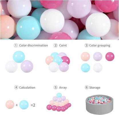 GOGOSO 100 Ball Pit Balls - Pink Soft Plastic Balls Phthalate Free BPA Free Play Balls for Ball Pool Birhtday Party Girls Kids with Storage Bag, 2.15inches