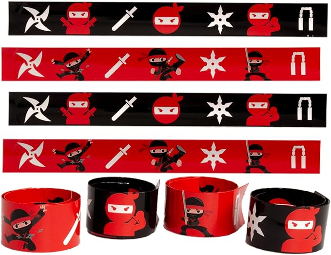 Tigerdoe Ninja Themed Party Supplies 60 Piece Set – Ninja Birthday Party Decorations – Ninja Party Favor Boxes, Notepads, Slap Bracelets, Stamps, and Slingshot Ninja Toys