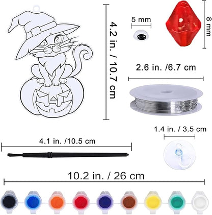 27 Sets Halloween Suncatcher Ornaments Decoration DIY Window Paint Art Craft Kit Jack-O'-Lantern Ghost Vampire Witch Spider Sun Catchers for Halloween Classroom Party Art Activity Trick or Treat Gift