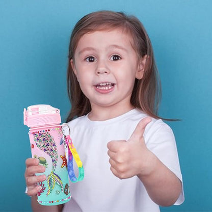 Gifts for Girls 4-12, Decorate Your Own Water Bottle Kits for Girls, Mermaid Diamond Crafts Painting Toys, Kids Water Bottle for School, Valentine's Day and Birthday Gifts Toys for Girls (Mermaid 2)