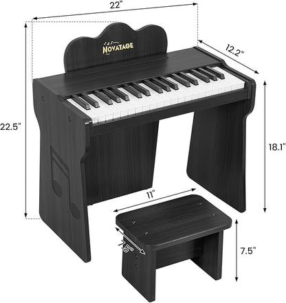 Kids Piano Keyboard, 37 Keys Wood Digital Piano for Kids, Mini Baby Piano Toy, Music Educational Instrument Toy for 2+ Girls and Boys (Black)