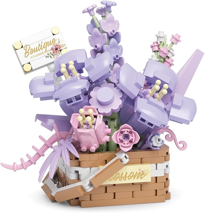 Flowers Succulents 3.6In Building Toy Set, 515 Pcs Botanical Collection for Office Home Decoration Flower Plant Building Blocks Toy, As a Adults, Kids, Girls Idea Gifts