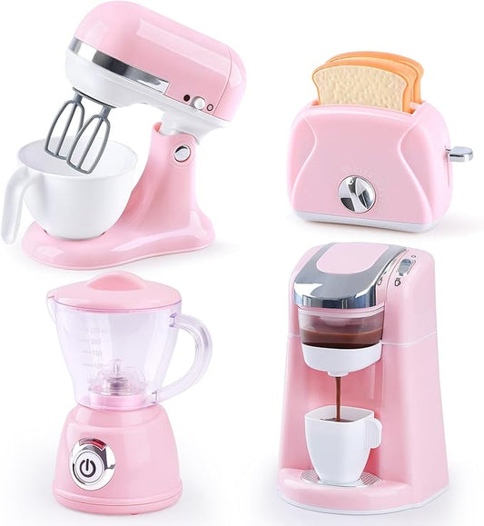 Kids Toy Kitchen Sets, Play Kitchen Accessories for Kids Ages 4-8 3-5, Kitchen Appliance Toys, Blender, Coffee Maker Machine, Mixer, Toaster, Pretend Play Toys for 4 Year Old Girls Toddlers 3-5