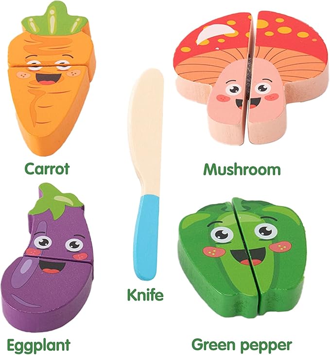 CUCOS Wooden Cutting Puzzles for Kids Ages 1-5 Years Old, Vegetable Toddler Puzzles, Learning Toys Educational Gift for Girls and Boys