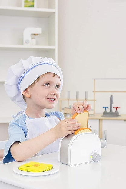 Small Foot Wooden Toys Breakfast Set Including Toaster, Toast and Much More a Complete playset for Play Kitchens Designed for Children Ages 3+, Multi (10594)