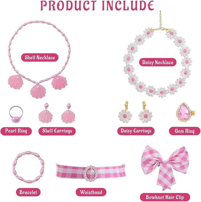 Girls Pink Costume Dress Movie Cosplay Dress Up Kids Outfits Halloween Birthday Party