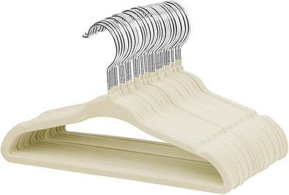 ManGotree Baby Velvet Clothes Hangers, Kids Toddler Children's Hangers for Clothes Space Saving Non-Slip (30 Pack, Beige)