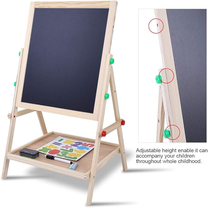 JTLB 2 in 1 Double Side Baby Kids Child Standing Art Wooden Drawing Board