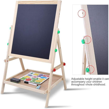 JTLB 2 in 1 Double Side Baby Kids Child Standing Art Wooden Drawing Board