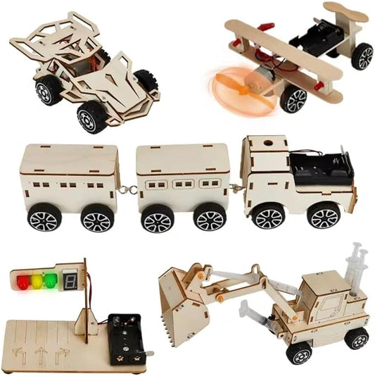 STEM Toys Wooden Building Kit for Kids Ages 8-12,Car Model Wood Craft Set for Kids,DIY Science Building Projects for 6-8 with Traffic Map and Traffic Signs-Educational Science Craft Model Kit
